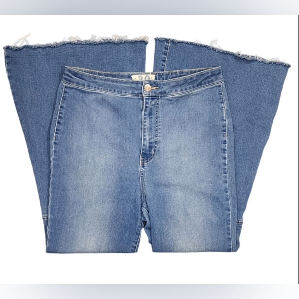We The Free high rise medium wash flare leg jeans, size 30
